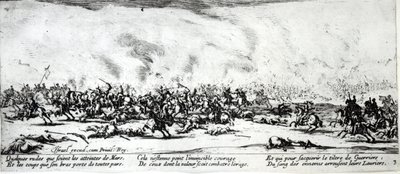 战争，来自“战争的苦难和不幸”的板块3，由以色列亨丽特（1590-1661）1633刻 作者 雅克·卡洛