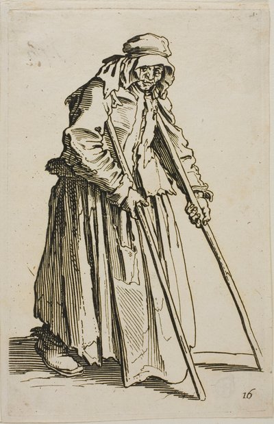 拄着拐杖的乞丐和他的乞丐钱包》，《乞丐》第十版 作者 Jacques Callot