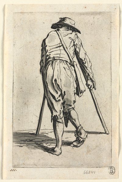 乞丐们拄着拐杖、戴着帽子的乞丐 作者 Jacques Callot