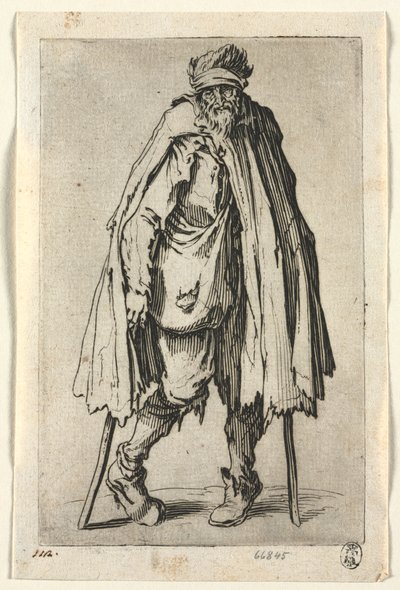 乞丐们拄着拐杖提着袋子的乞丐 作者 Jacques Callot