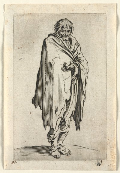 乞eg：没有帽子或鞋子的乞eg，c。 1623。 作者 Jacques Callot