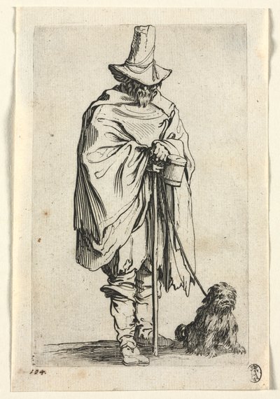 乞eg：盲人和狗，c。 1623。 作者 Jacques Callot