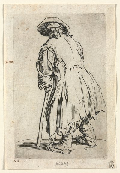 乞丐们拄着一根拐杖的老乞丐 作者 Jacques Callot