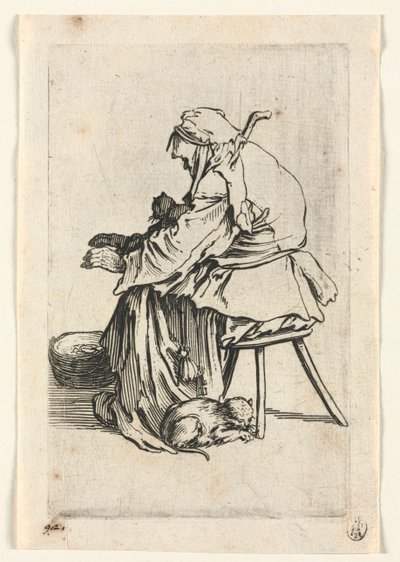 乞eg：老妇人和猫，c。 1623。 作者 雅克·卡洛