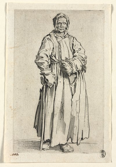 乞eg：独眼的女人，c。 1623。 作者 Jacques Callot