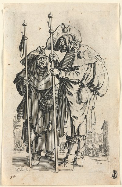 乞eg：两个朝圣者，c。 1623。 作者 雅克·卡洛
