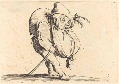 拄着拐杖的驼背，约1622年。 作者 雅克·卡洛