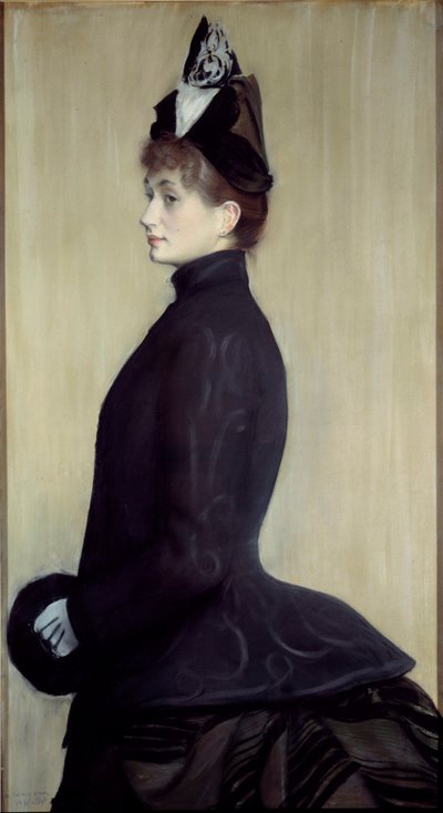 雅克·埃米尔 (Jacques-Emile) 布兰奇 (Jacques-Emile) Blanche (1861-1942) 1887 年的蜡笔画女士钱包的肖像。 1,3x0,65 m 巴黎，奥赛博物馆 作者 雅克·埃米尔·布兰奇