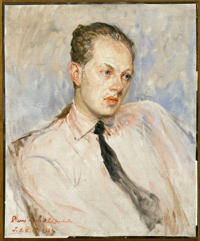 皮埃尔-德利厄-拉罗谢尔（1893-1945）的肖像研究。雅克-埃米尔-布兰奇（1861-1942）的绘画，布面油画 作者 雅克·埃米尔·布兰奇
