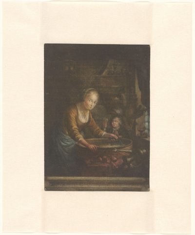 年轻女子，切洋葱 作者 Gerard Dou（归因于）