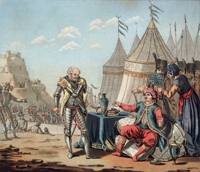 Philippe Villiers de L&39;Isle-Adam（1464-1534）拒绝了由Jean Baptiste Morret（1790-1820）雕刻的苏莱曼一世（1594-1566），1522年的命题，1792年 作者 雅克·弗朗索瓦·约瑟夫·斯韦巴赫