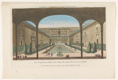 格拉纳达阿尔罕布拉宫喷泉庭院景观
Les bains des enciens rois Mores, a Grenade（物品上的标题） 作者 无名氏