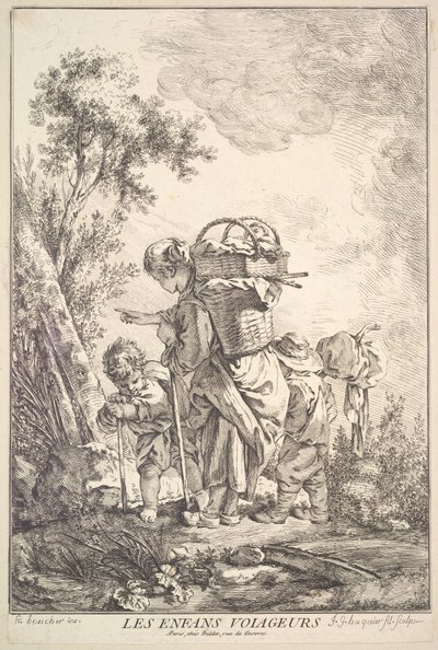 旅行的孩子》，18世纪中后期。 作者 Jacques Gabriel Huquier