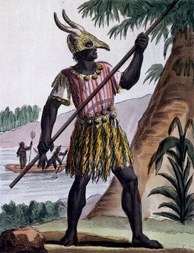 塞内加尔戈雷岛的黑人用于割礼的酒吧，根据拉布鲁斯（活跃于1796年）的画作进行的彩色雕刻，出自雅克-格拉塞-德-圣索韦尔（1757-1810）的《航海百科全书》。 作者 雅克·格拉塞德·圣索维尔