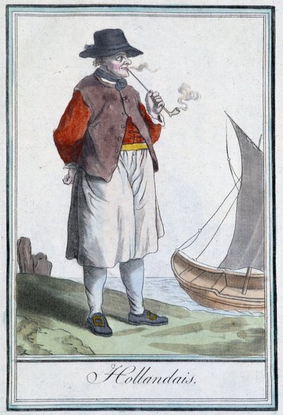 荷兰人抽着烟斗 《非洲前线》--载于《旅行百科全书》，Grasset St Sauveur编辑，1796年。 作者 雅克·格拉塞德·圣索维尔