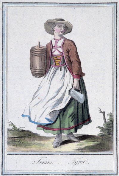 蒂罗尔的女性 - 在 Grasset St Sauveur 编着的“旅行百科全书”中。 1796 作者 雅克·格拉塞德·圣索维尔