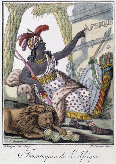 Frontispiece of Africa - in “” Encyclopedia of Travels “” by Grasset St Sauveur, ed。 1796 作者 雅克·格拉塞德·圣索维尔