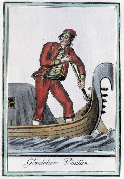 Gondolier ku Venice - mu "" Encyclopédie des voyages "" lolembedwa ndi Grasset Saint Sauveur, lolembedwa. Paris mu 1796 作者 雅克·格拉塞德·圣索维尔