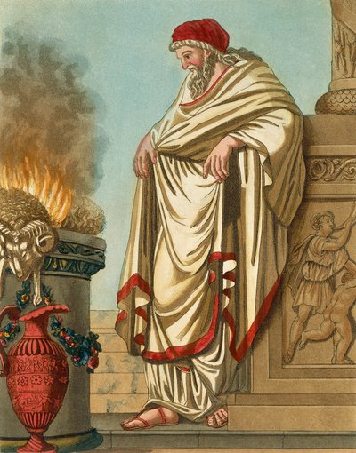 大教皇，由Jacques Grasset de Saint-Sauveur (1757-1810)创作，雕刻自《古罗马》，或与罗马人、他们的军事、习俗、宗教和公共生活有关的一切历史和图画描述。 作者 雅克·格拉塞德·圣索维尔