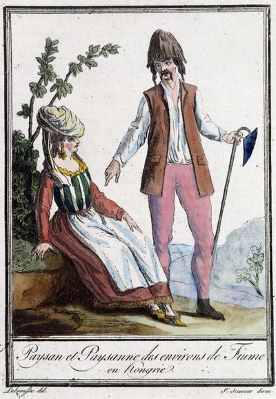 Fiume（克罗地亚）的农民和农民--载于Grasset St Sauveur编的《旅行百科全书》，1796年（雕刻）。 作者 雅克·格拉塞德·圣索维尔