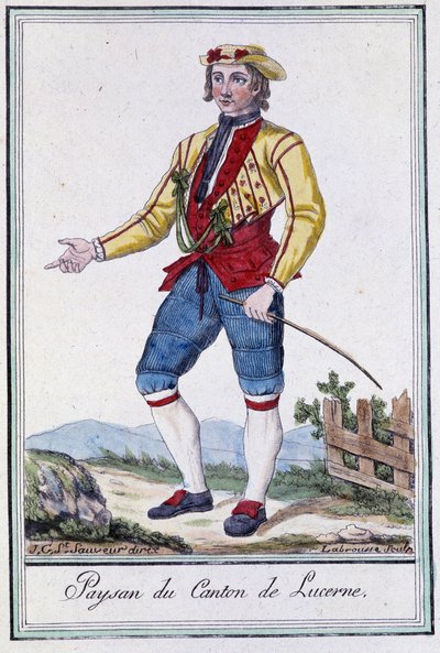 卢塞恩州（瑞士）的农民--载于《旅行百科全书》，作者Grasset St Sauveur，1796年编辑。 作者 雅克·格拉塞德·圣索维尔