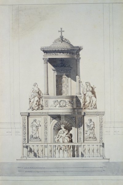 设计一个讲坛，c.1825（笔墨和纸上的wc） 作者 雅克·伊格纳斯·希托夫