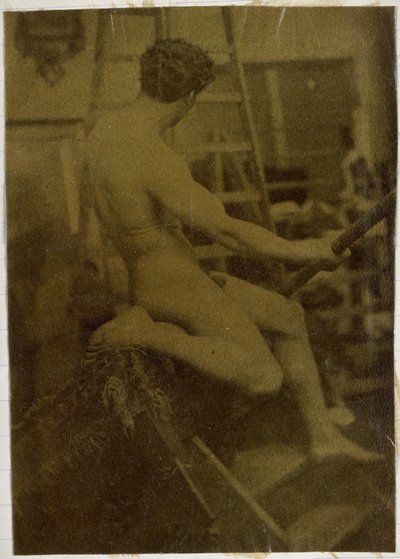 雅克-德-拉林工作室中的男性裸体模特研究，从背后看 作者 雅克·拉莱恩（归因于）