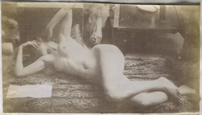 雅克-德-拉莱因工作室中躺在虎皮上的裸体女模特研究作品 作者 雅克·拉莱恩（归因于）