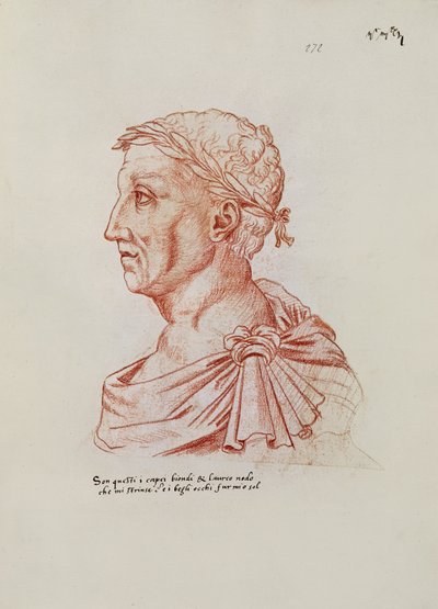 Ms.266 fol.271 v Petrarch（1304-74），来自&39;Recueil d&39;Arras&39;（红色粉笔在纸上） 作者 雅克·勒·布克