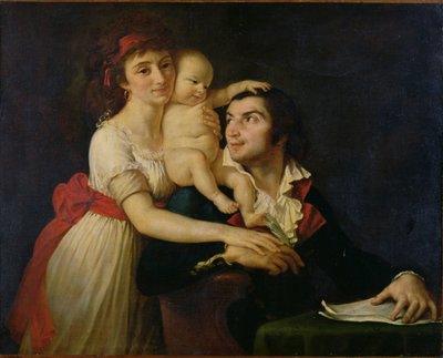 Camille Desmoulins（1760-94），他的妻子Lucile（1771-94）和他们的儿子Horace-Camille（1792-1825）c.1792（布面油画） 作者 雅克·路易斯（大卫的工作室）