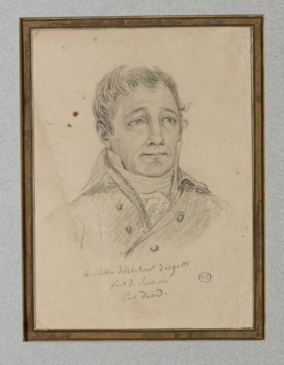 伊尼亚斯-欧仁-玛丽-德戈蒂的肖像，约1815-25（浅棕色纸上的粉笔画） 作者 雅克·路易斯（大卫的工作室）