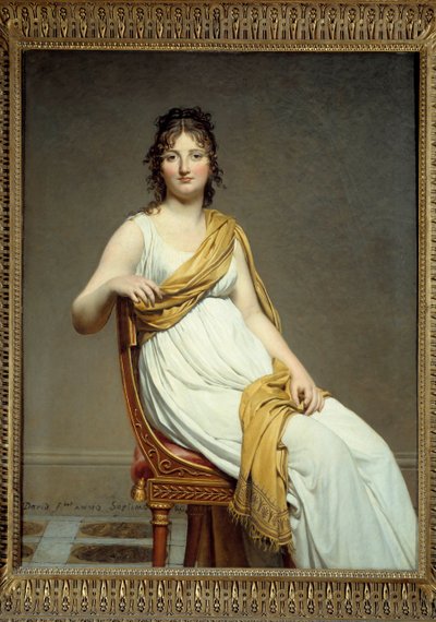 Raymond Verninac 夫人 (1780-1827) 的肖像 Eugene Delacroix 的姐妹 Jacques Louis David (1748-1825) 1799 年的画作 1,45 x 1,12 m。 巴黎卢浮宫博物馆 - 尤金·德拉克洛瓦的妹妹雷蒙德·德·维尼纳克夫人（1780-1827 年）的肖像。 油漆工 作者 雅克·路易·大卫