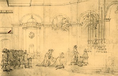 拿破仑加冕典礼素描，c1807，1921年。 作者 雅克·路易·大卫