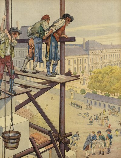 建筑工人从Place des Pyramides的脚手架上往下看 作者 雅克·玛丽·加斯顿·昂布雷·布雷维尔（工作）