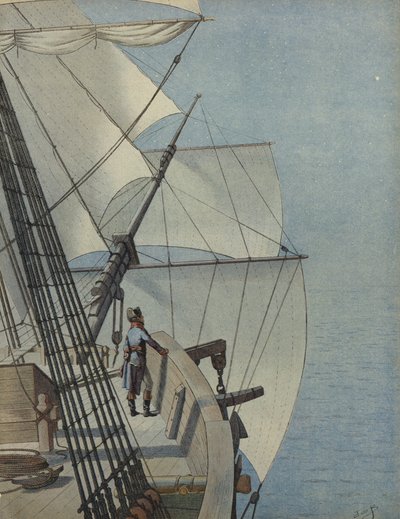 拿破仑波拿巴在船的甲板上 作者 Jacques Marie Gaston Onfray de Breville (Job)
