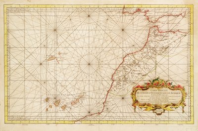 从直布罗陀海峡到加那利群岛的非洲西北海岸地图 作者 雅克·尼古拉斯·贝林