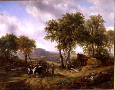 1832年，伐木工人离开Millau的森林 作者 Jacques Raymond Brascassat