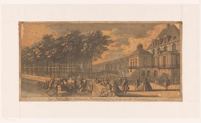 Gezicht op een laan bij de Cour de la Fontaine van kasteel Fontainebleau（枫丹白露城堡枫丹阁侧翼景观
从枫丹白露庭院拍摄的枫丹白露城堡侧翼景观（标题见实物） 作者 Lodewijk XV（法兰克国王）
