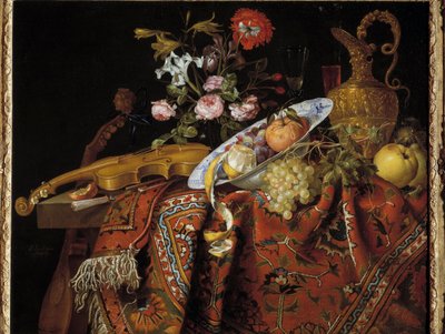 小提琴和海蓝宝石静物画 雅克-塞缪尔-贝尔纳（1615-1687）的作品 作者 雅克·塞缪尔·伯纳德