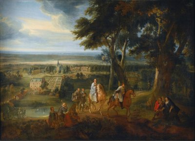约 1613-86 年，哈布斯堡的鲁道夫将他的马交给一名递送福音书的牧师（布面油画） 作者 雅克·达索瓦