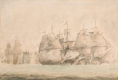 圣文森特海战，1797 年 2 月 14 日纳尔逊驾驶 "船长 "号登上并俘获两艘战列舰 作者 杰勒布伦顿