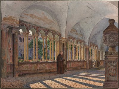 圣乔瓦尼回廊的视图在拉特兰诺，罗马，1836年。 作者 雅各布·阿特