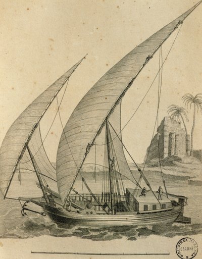 埃及努比亚的帆船，雕刻自Cartes et figures du Voyage en Nubie et en Abyssinie, James Bruce 作者 詹姆斯·布鲁斯