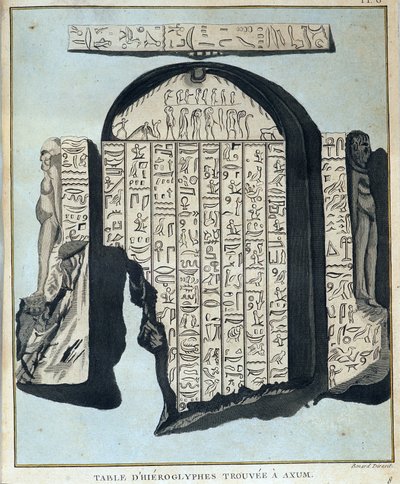 在阿克苏姆（Aksoum）发现的象形文字表--载于《1768年至1772年在努比亚和阿比西尼亚进行的发现尼罗河源头的旅行》，作者詹姆斯-布鲁斯，第一卷，巴黎 作者 詹姆斯·布鲁斯