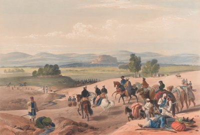 通往奎达堡垒的道路[原文如此]，约1839年（石版画，着色）。 作者 詹姆斯（后）阿特金森