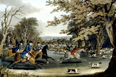 温莎公园的皇家狩猎，由Matthew Dubourg（fl.1813-20）1829年雕刻（彩色平印）。 作者 詹姆斯（后）波拉德