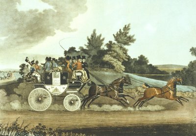 Stage Coach and Opposition Coach in Sight (coloured litho) 作者 詹姆斯（后）波拉德
