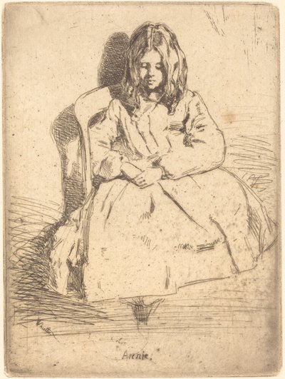 安妮坐着，1858年。 作者 詹姆斯·阿博特·麦克尼尔·惠斯勒