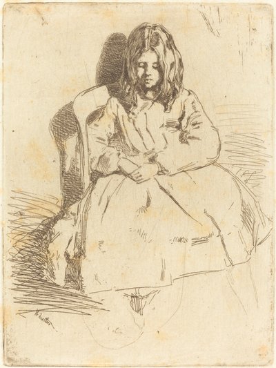安妮坐着，1858年。 作者 詹姆斯·阿博特·麦克尼尔·惠斯勒
