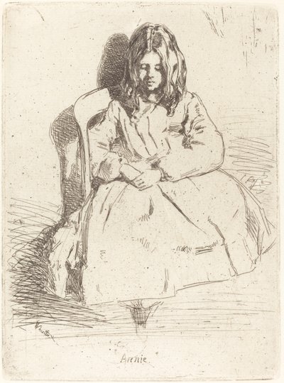 安妮坐着，1858年。 作者 詹姆斯·阿博特·麦克尼尔·惠斯勒